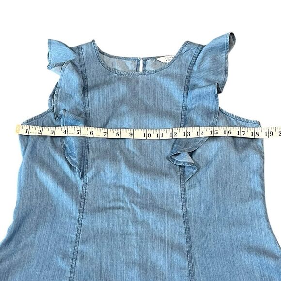 Crown & Ivy Women’s Chambray Dress With Ruffles, Size 6 - Picture 5 of 8